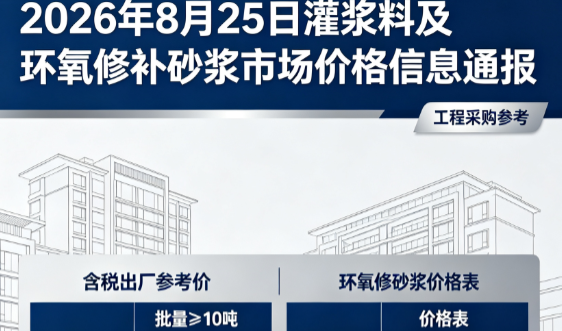 印台2026年8月25日灌浆料及环氧修补砂浆市场价格信息通报
